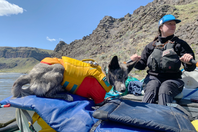 Zorra and Kate rafting together.